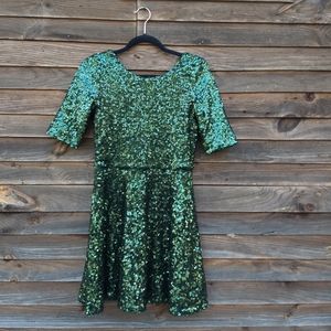 Emerald green sequin dress